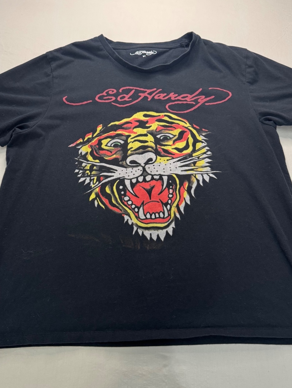 Ed Hardy Tiger Graphic T Shirt XL Black Y2K Tattoo Biker Streetwear